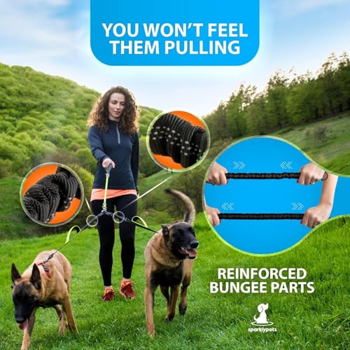 Double Dog Leash for 2 Dogs (Green)