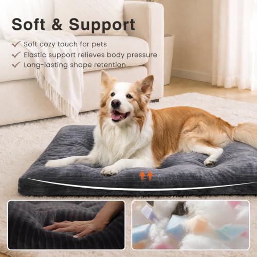 Washable Dog Crate Bed Kennel Mat for Medium Dogs (Gray / 35.0"L x 23.0"W x 3.0"Th)