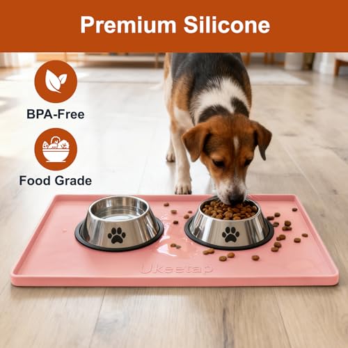 19" x 12" Extra Thick Silicone Mat Waterproof with Raised Edge (Pink / 19"L x 12"W)