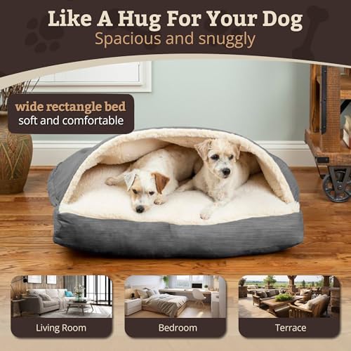 Rectangle Cozy Cave Dog Bed (Heather Gray / Medium)