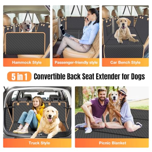 Hard Bottom Dog Car Seat Cover for Back Seat (For Cars/ Mid-Size SUV/ Small Truck / Black)