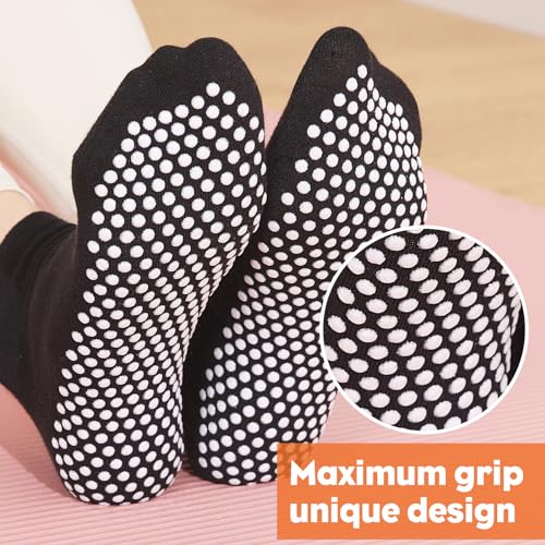 12 Pairs Grip Socks for Women & Men (5.5-9 / Dot Pattern/Black(12 Pairs))