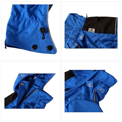Waterproof Dog Raincoat with Removable Hood (Blue / XL (Back 18"))