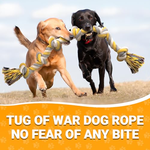 XXL 6 Knot Dog Rope Toy for Large Dogs Aggressive Chewers 40in Long Heavy Duty Rope Toy Almost Durable Dog Tug Toy Puppy Cotton