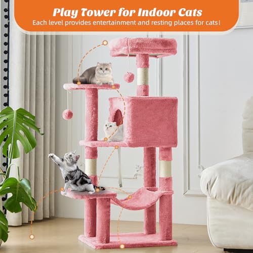 44 Inch Cat Tree Tower for Indoor Cats and Kittens (Pink / 44 IN)