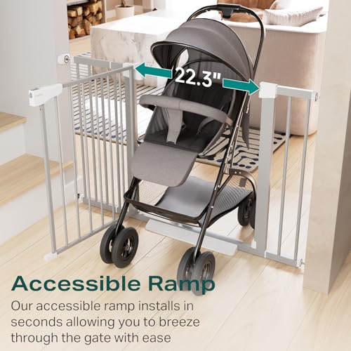 30 46" Baby Gate for Stairs (Gray / 30"-46" W x 30.5" H)