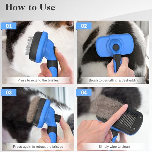 Self Cleaning Slicker Brush (Blue)