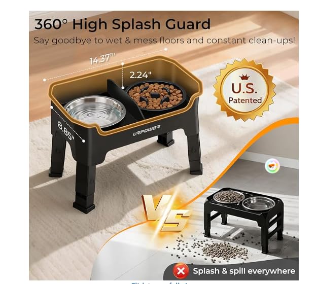 Elevated Dog Bowls for Small Dogs (Black / Small)