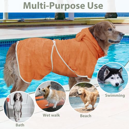Dog Bathrobe Super Absorbent Towel Robe (Orange / Medium)
