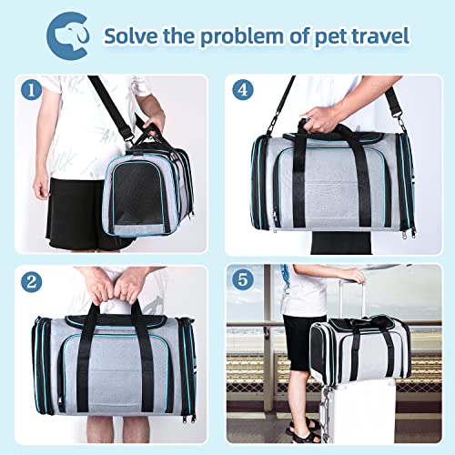 Cat Dog Airline Approved Expandable Pet Carrier for Small Pets (43.0"L x 32.0"W x 12.0"H)
