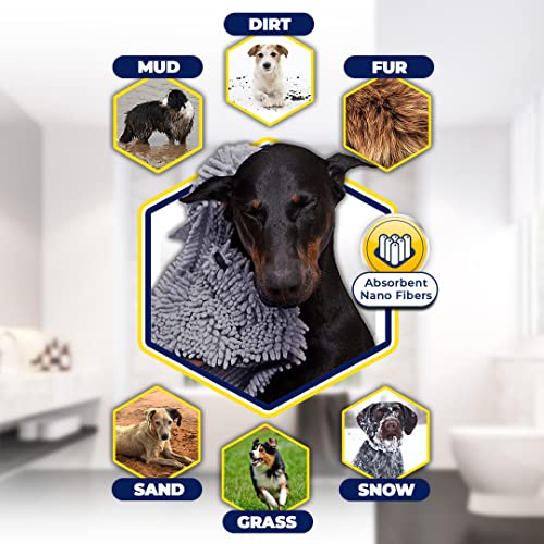 Doggy Dryer Highly Absorbent Microfiber Washable Dog Shammy Quick Drying Towel Absorber (13"x31" / Grey)