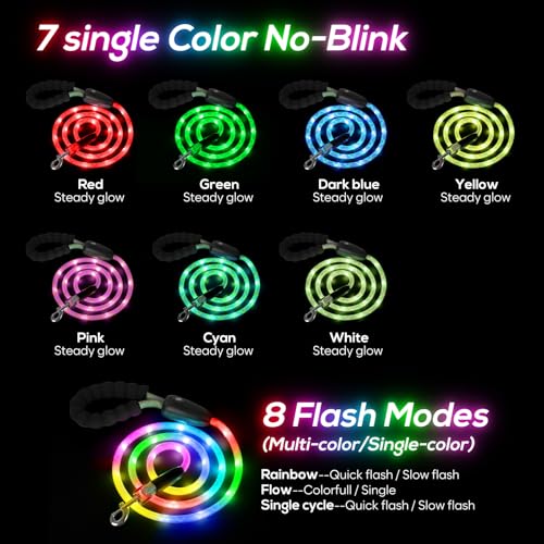 LED Light Up Dog Leash (Multi-Color / 6FT)