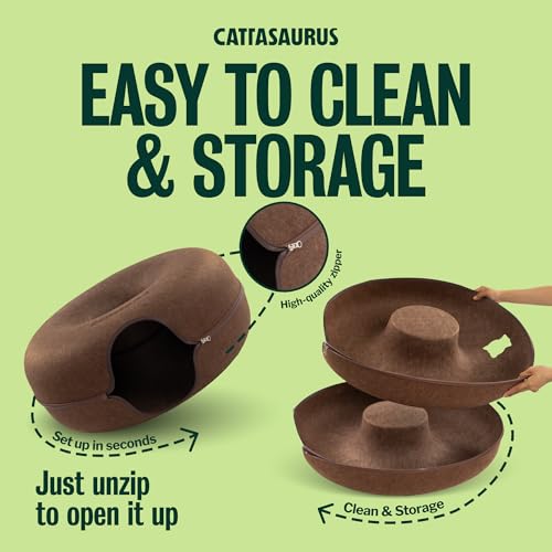 Peekaboo Cat Cave Donut for Multiple & Large Cats up to 30 (Brown / Jumbo)