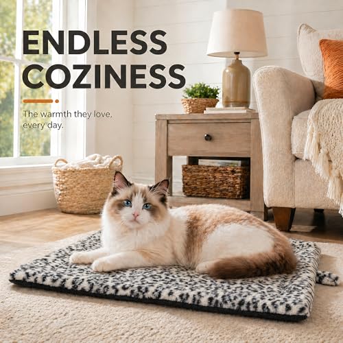 Self Warming Cat Bed (22 x 18 inch / Black/White)