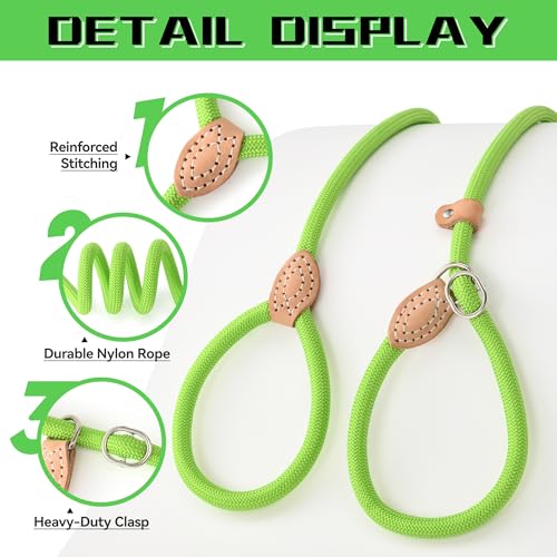 Heavy Duty Slip Lead No Pull Leash 6 (Lime Green / 6 Feet)