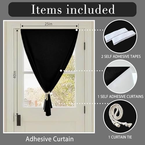 100% Blackout French Door Curtains (24"W x 40"L (Pack of 1) / Black)