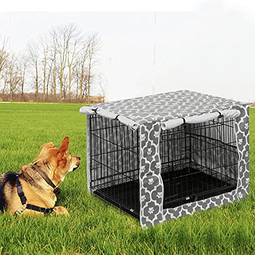 Dog Crate Cover Durable Polyester Pet Kennel Cover Universal Fit for Wire Dog Crate (48.0"L x 30.3"W x 32.0"H / Gray Soles)