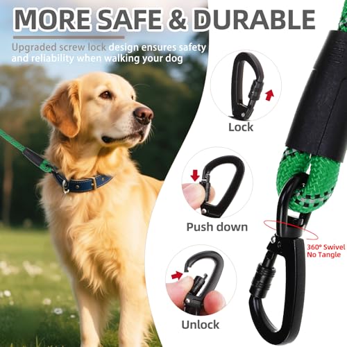 Reflective Short Dog Leashes 3 Pack for Walking and Training (Green / 1FT+1.5FT+2.5FT)