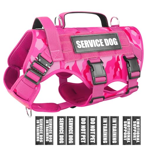 Service Dog Vest Harness for Large Dog (X-Large / Camo Pink)