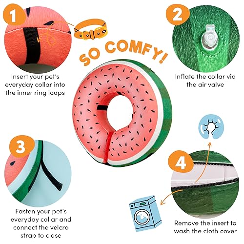 Inflatable Dog Cone Collar Alternative After Surgery Medium (Watermelom / Medium [Neck:7"-11"])