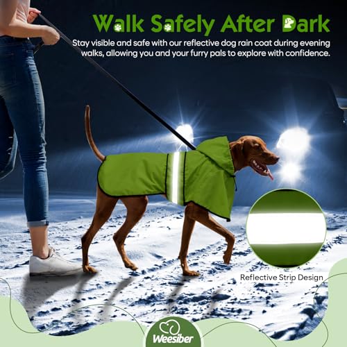 Dog Raincoat Waterproof Dog Rain Jacket with Leash Hole (Small / Green)