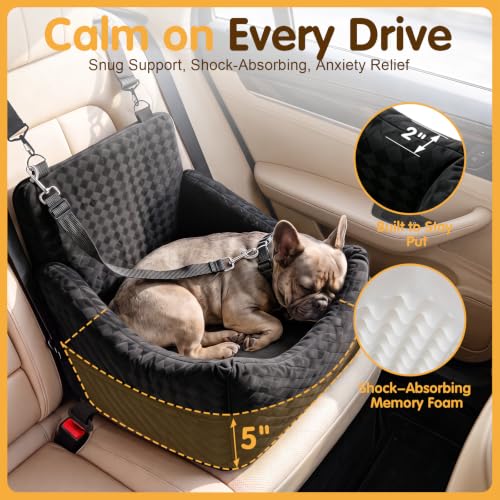 Dog Car Seat for Small Medium Dogs Under 35lbs (Black)