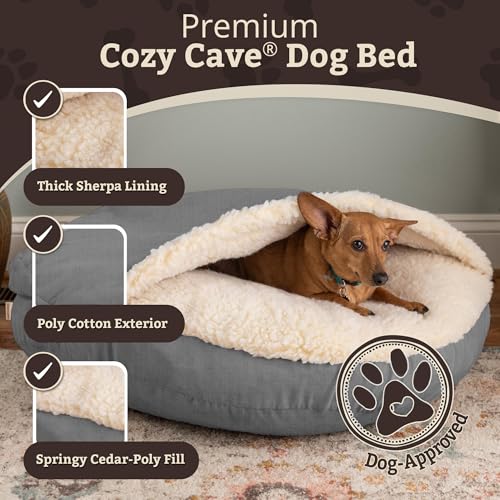 Cozy Cave Dog Bed (45.0"L x 45.0"W x 8.0"Th / Heather Gray)