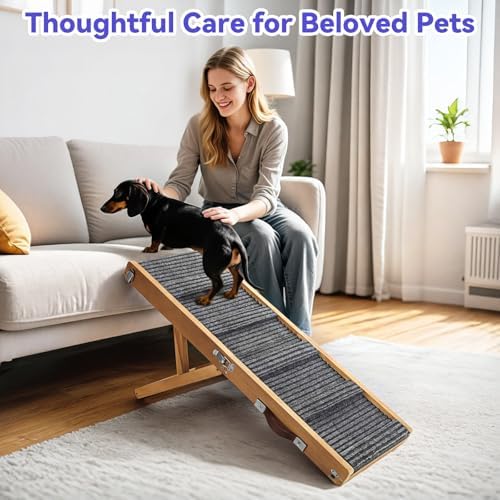 2026 Upgraded Small Dog Ramp for Couch Foldable (D-walnut / 80×30cm-for couch)