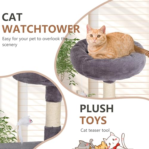 36" Cat Tree Tower (Light Gray)