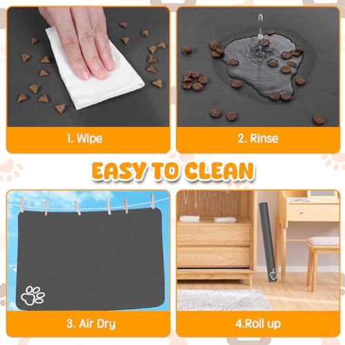 Dog Food Mat 36" x 24" Extra Large Absorbent Dog Mat for Food and Water (36"L x 24"W / Dark brown)