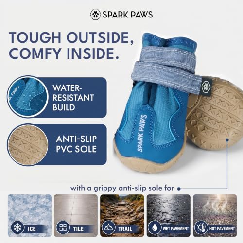 365 Dog Shoes (365 Blue / Size 8: 3"x3.35"(W*L) (Pack of 4))