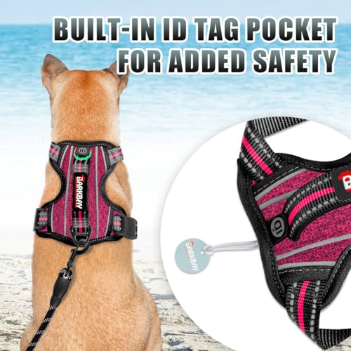 Dog Harness for Small Sized Dog No Pull Dog Vest ID Tag Pocket (Pink/Black / Small)