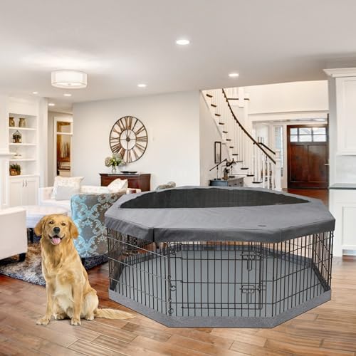 Foldable Metal Dog Exercise Pen (Gray / 36''H)
