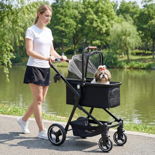3-in-1 Foldable Pet Stroller for Dogs/Cats (Gray / Single)