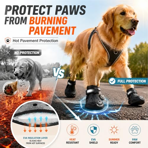 EVA Dog Shoes for Hot Pavement (Black / 2.1''x2.7"(W*L) for 50-65 lbs)
