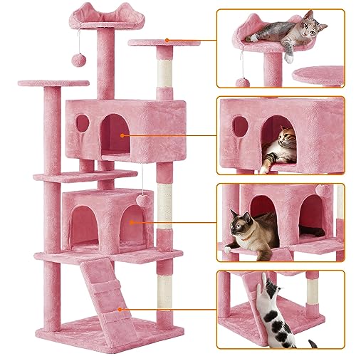 70in Multi Level Sturdy Cat Tree (Pink / 70in)