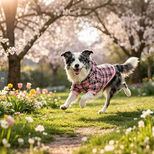 Plaid Dog Hoodie (Large / Pink)