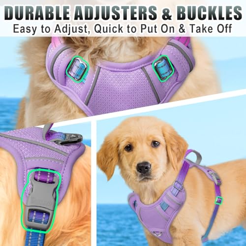 Dog Harness for Small Sized Dog No Pull Dog Vest ID Tag Pocket (Lavender Sky / Small)