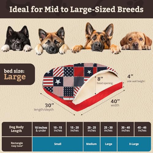 Rectangle Cozy Cave Dog Bed (Starpatch Red Diamond / Large)