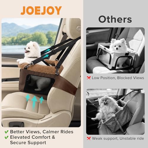 Deluxe Dog Booster Seat with Sturdy Metal Frame and Safety Leash for Small Pets up to 20 lbs (Bronw)