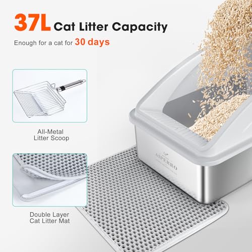 Stainless Steel Litter Box (Silver Grey / X-Large)