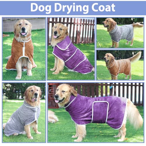 Dog Bathrobe Towel Dog Drying Coat (Violet / Medium)