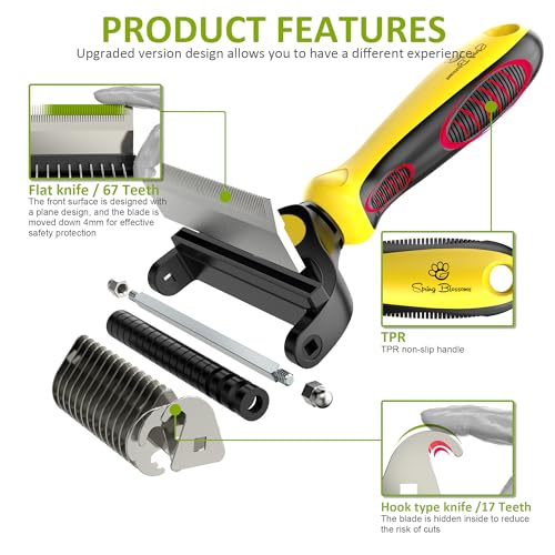 2 in 1 Professional Grooming Rake for Cats & Dogs (Lemon Yellow)