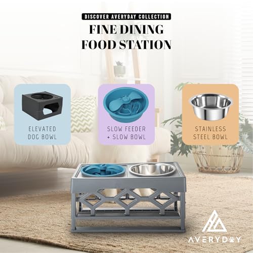 Slow Feeder Dog Bowls for Medium Breed (Petal Feeder Blue / 1.5 Cup - Fit 6.4-6.7'' Feeder Holes)