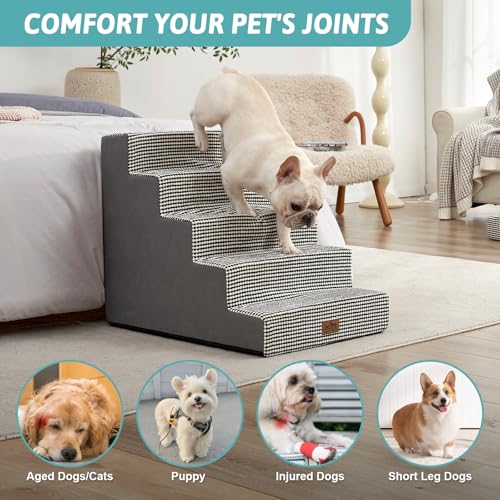 Dog Stairs for Small Dogs (White Black / 19.7x29.5x23.6 inch)
