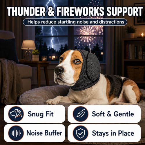 Dog Calming Head Wrap (Gray / S:Head Circumference: 11.8–13.8 in)