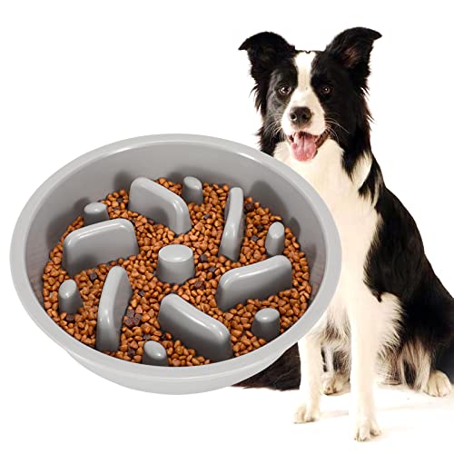 Largr Dog Slow Feeder Bowl (4 Cups-Fit Opening 8.9"-9.25"Feeder / A-Light Grey)