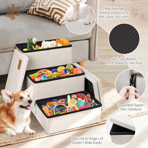 Dog Stairs with Storage (Beige No Condo / 3)