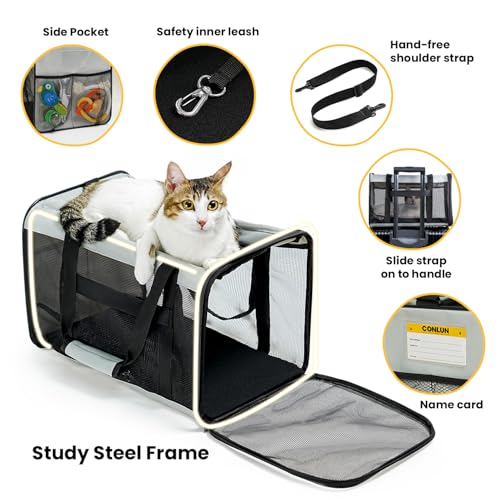 Soft Sided Cat Carrier for Small (17.0"L x 11.0"W x 11.0"H / Grey)