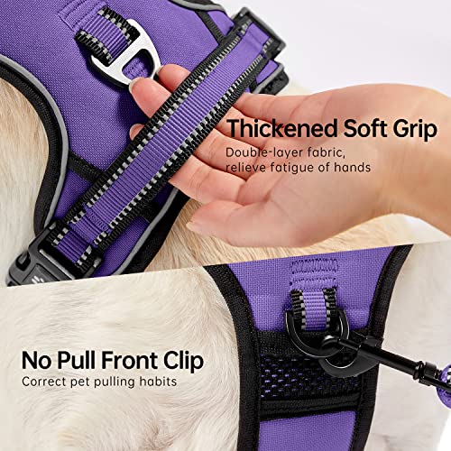 Reflective Dog Harness for Large Dogs (Purple / X-Large)